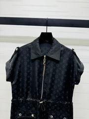 LV 25S SHORT SLEEVE JACQUARD DRAWSTRING DRESS 264215