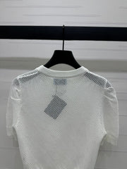 PRAD 25S HOLLOW KNIT SHORT SLEEVE TOP 264134