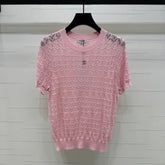 CHANEL 25S HOLLOW KNIT SHORT SLEEVE TOP 264152