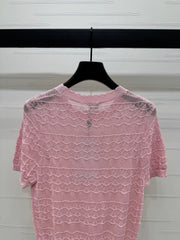 CHANEL 25S HOLLOW KNIT SHORT SLEEVE TOP 264152