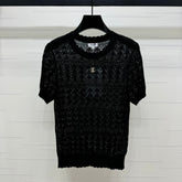 CHANEL 25S HOLLOW KNIT SHORT SLEEVE TOP 264151