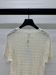 CHANEL 25S HOLLOW KNIT SHORT SLEEVE TOP 264150