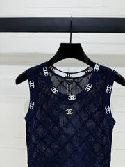 CHANEL 25S DIAMOND HOLLOW KNIT VEST 264031