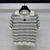 CHANEL 25S HOLLOW WOVEN POLO SHIRT 264075