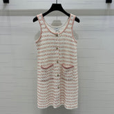 CHANEL 25S ROUND NECK KNIT DRESS WITH PEARL TAG 264026