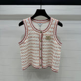 CHANEL 25S ROUND NECK KNITTED VEST WITH PEARL TAG 264029