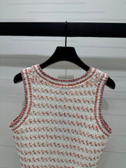CHANEL 25S ROUND NECK KNITTED VEST WITH PEARL TAG 264029