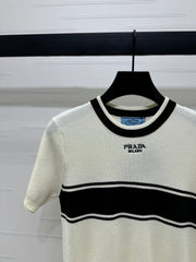 PRADA SHORT-SLEEVE CREW NECK SWEATER 269414