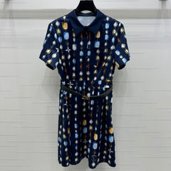 LV SHORT-SLEEVE BELTED DRESS 269529