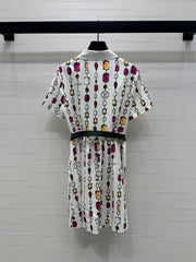 LV SHORT-SLEEVE BELTED DRESS 269527