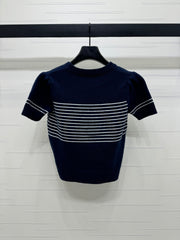 CHANEL SHORT-SLEEVE KNITTED PUFF-SLEEVE TOP 274951