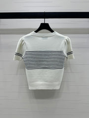 CHANEL SHORT-SLEEVE KNITTED PUFF-SLEEVE TOP 274950