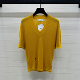 DIOR V-NECK KNITTED SHORT-SLEEVE T-SHIRT YELLOW 274935