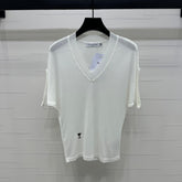DIOR V-NECK KNITTED SHORT-SLEEVE T-SHIRT WHITE 274934