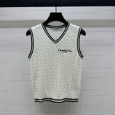 DIOR KNITTED V-NECK SLEEVELESS VEST WHITE 274923