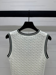 DIOR KNITTED V-NECK SLEEVELESS VEST WHITE 274923