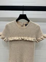 CHANEL SHORT-SLEEVE KNIT DRESS WITH RUFFLED TRIMS 274885