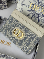 DIOR 25S 30 MONTAIGNE CARD HOLDER 10 IN IVORY OBLIQUE JACQUARD CANVAS