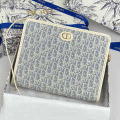 DIOR 25S 30 MONTAIGNE DEA POUCH LIGHT BLUE OBLIQUE JACQUARD 26 IN CANVAS