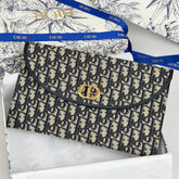 DIOR 25S 30 MONTAIGNE AVENUE POUCH WITH FLAP 30 IN BLUE DIOR OBLIQUE JACQUARD