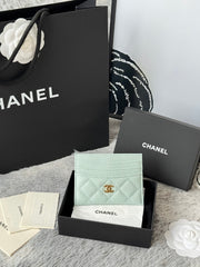 CHANEL 25S CARD HOLDER 11 IN SOFT MINT CAVIAR GOLD HARDWARE
