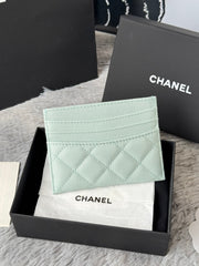 CHANEL 25S CARD HOLDER 11 IN SOFT MINT CAVIAR GOLD HARDWARE