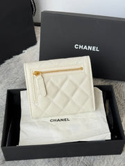 CHANEL 25S CF SMALL TRI FOLD WALLET 11 IN IVORY CAVIAR GOLD HARDWARE