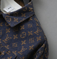 LV SHIRT JACKET IN NAVY BLUE JACQUARD FABRIC 238979