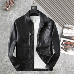 LV SHIRT JACKET IN BLACK CALFSKIN EMBOSSED LOGO 238988