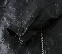 LV SHIRT JACKET IN BLACK CALFSKIN EMBOSSED LOGO 238988