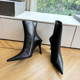 BALENCIAGA 25S ANKLE BOOTS WITH ZIPPER IN BLACK COW LEATHER