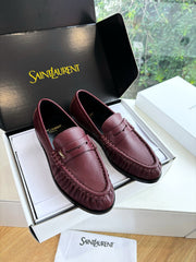 YSL 25S LOAFERS IN DARK RED LAMBSKIN
