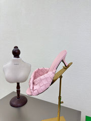 BLINK HIGH 5 CM MULE IN LIGHT PINK INTRECCIATO LEATHER