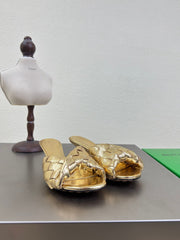 BLINK HIGH 5 CM MULE IN GOLD INTRECCIATO LEATHER