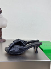 BLINK HIGH 5 CM MULE IN BLACK INTRECCIATO LEATHER