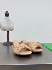 BLINK HIGH 5 CM MULE IN BUFF BEIGE INTRECCIATO LEATHER