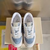 VALENTINO 25S GARAVANI FREEDOTS SNEAKERS IN BEIGE MIX BLUE SUEDE