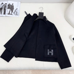 HERMES 25S DOUBLE-FACED WOOL STAND-COLLAR COAT 187