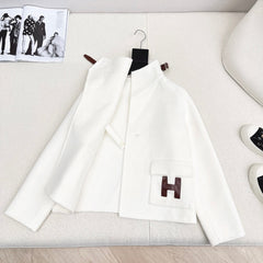 HERMES 25S DOUBLE-FACED WOOL STAND-COLLAR COAT 188