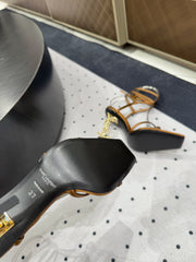 SATIN OPYUM HIGH SANDALS GOLDEN BROWN