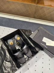 OPYUM HIGH MULES IN BLACK SILK