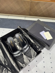 HIGH CRYSTAL STRAP SANDALS IN BLACK SILK