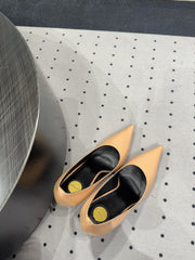 NORMA PUMPS IN BISQUE GLOSSY SHEEPSKIN