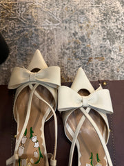 VLTN HIGH HEEL 25S 80 MM IN WHITE CALFSKIN WITH BOW