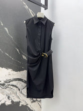 Loewe 25 Drape Sleeveless Dress Black Polyester Fiber