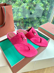 LP THONG SANDALS 25S IN DARK PINK SUEDE