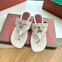LP THONG SANDALS 25S IN CREAM BEIGE SUEDE