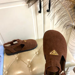 RUBBER SOLE SANDALS IN COCOA BROWN SUEDE