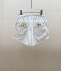 HERMES 25S EMBROIDERED SHORTS 158