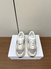 RUNNER CR-03 LOW LACE-UP SNEAKER IN PEANUT BROWN SUEDE AND WHITE CALFSKIN